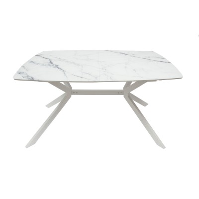 Стол ВВР Джерси Мрамор белый ф/п, белый глянец/белый